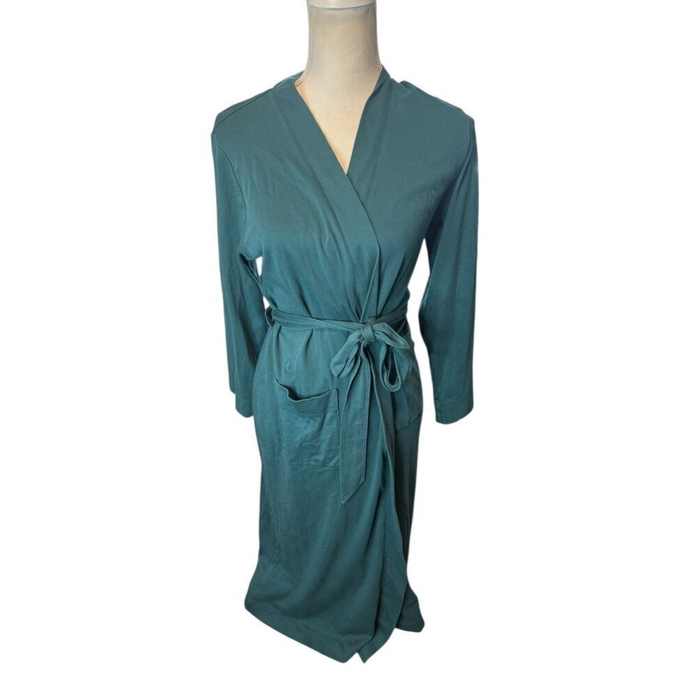 Lands End Womens Plus Sz 3X Deep V Neck Royal Blue Knee Length Wrap Dress